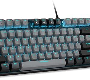 MageGee 75% Mechanical Gaming Keyboard with Blue Switch, LED Blue Backlit Keyboard, 87 Keys Compact TKL Wired Computer Keyboard for Windows Laptop PC Gamer - Grey/Black