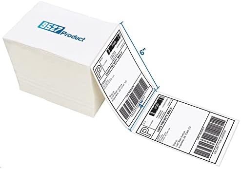 9527 Product Fanfold 4 x 6 Direct Thermal Labels White Perforated Shipping Labels,500 Labels per Stack,1 Stack