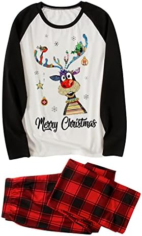 Merry Christmas Family Pajamas Matching Sets 2022 Funny Elk Tops and Plaid Pants Xmas Pjs Outfits Soft Holiday Sleepwear - Image 2