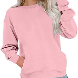 MRGIINRI Womens Casual Long Sleeve Sweatshirt 2023 Crewneck Gradient/Color Block Pullover Relaxed Fit Loose Tops