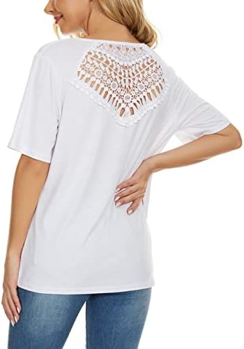Womens Summer Henley Tops Short Sleeve Casual Basic T-Shirts Round Neck Button Up Soft Comfy Loose Blouse Tees - Image 6