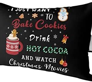 Outdoor Waterproof Lumbar Pillow Merry Christmas Movies Lounge Chair Pillow Snowman Snowflake Cookies Cocoa Head Resting Pillow with Adjustable Strap for Patio Recliner Office Car Seat Sofa 1 Pc