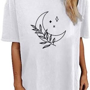 LONKITO Women's 2023 Summer Fashion Printing Retro Loose Short Sleeve Cute Flowy Tshirt Casual Dressy Blouses
