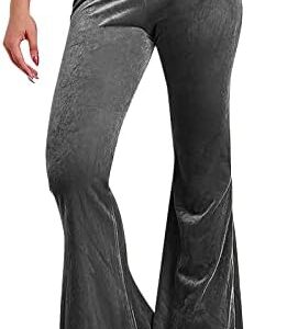 Mittory Women's Flared Pants Elastic High Waist Solid Summer High Waisted Cotton Linen Casual Pants