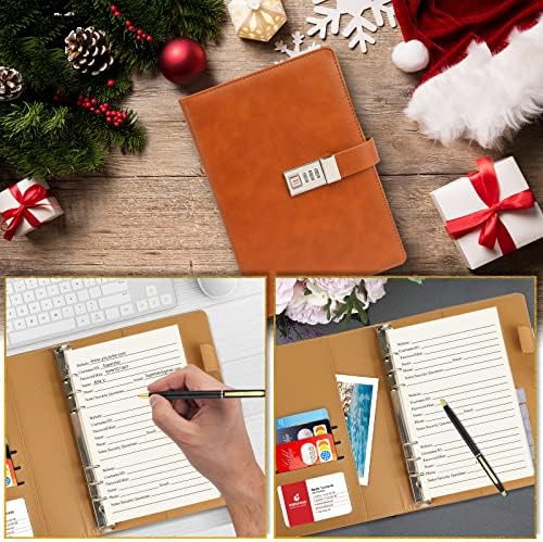 Password Book with Alphabetical Tabs and Combination Lock, 302 Pages Leatherette Hardcover Internet Address Keeper Logbook, Refillable Pages, 576 Entries Large Print for Seniors Home Office, A5 - Image 4