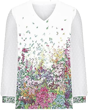 Womens Fall Tops V Neck Lace Sleeve Blouses Fashion Plus Size Fashion Floral Casual Dressy T Shirts Elegant Pullover - Image 7