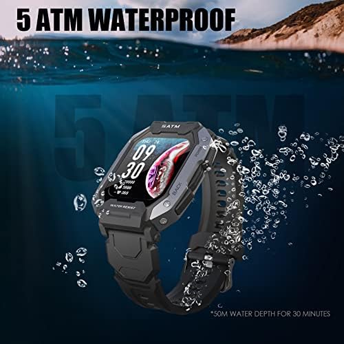 Military Smart Watch for Men Outdoor Tactical Sports Watch 5ATM Waterproof Rugged 1.71 Inch HD Big Screen Fitness Tracker Heart Rate Sleep Monitor Smartwatch Compatible with Android iPhone Samsung - Image 7