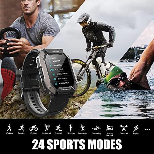 Military Smart Watch for Men Outdoor Tactical Sports Watch 5ATM Waterproof Rugged 1.71 Inch HD Big Screen Fitness Tracker Heart Rate Sleep Monitor Smartwatch Compatible with Android iPhone Samsung - Image 3