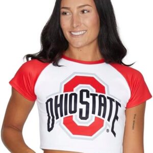 Lojobands Women's Tailgate Outfit College Game Day Team Tee T-Shirt Crop Top