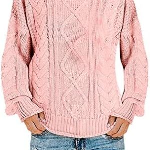 jsarle Winter Turtleneck Cable Knit Sweaters for Women Classic-Fit Lightweight Long Sleeve Pullover Tops Plus Size Outwear