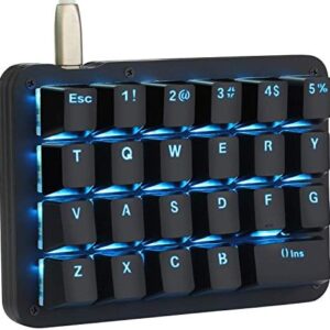 Koolertron One Handed Macro Mechanical Keyboard, Blue LED Backlit Portable Mini One-Handed Mechanical Gaming Keypad 23 Fully Programmable Keys Red Switches (Blue Backlit/Red switches)