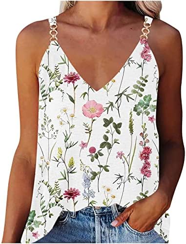 MRGIINRI Summer Tank Tops for Women 2023 Dressy Casual V Neck Sleeveless Top Fashion Loose Fit Floral Basic Shirts Blouse