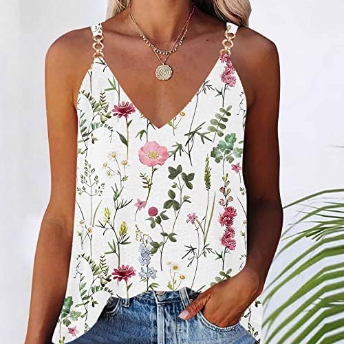 MRGIINRI Summer Tank Tops for Women 2023 Dressy Casual V Neck Sleeveless Top Fashion Loose Fit Floral Basic Shirts Blouse - Image 2