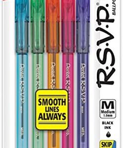 Pentel R.S.V.P. Razzle-Dazzle Ballpoint Pen, Medium Line, Black Ink, 5 Pack (BK91RDBP5M)