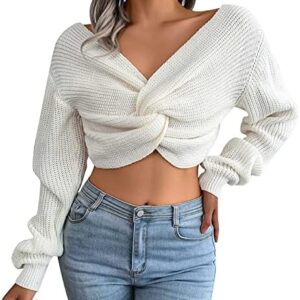 jsarle Oversized Sweaters for Women Classic-Fit Lightweight Crewneck Long Sleeve Knitted Pullover Jumper Tops Tunic Outwear