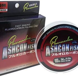 Ashconfish 100% Fluorocarbon Fishing Line Leader - 100 Yards