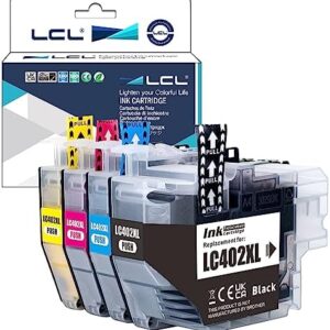 LCL Compatible Ink Cartridge A1 Version Replacement for Brother LC402 LC402XL LC402BK LC402XLBK LC402XLC LC402XLM LC402XLY High Yield MFC-J5340DW MFC-J6540DW MFC-J6740DW MFC-J6940DW (4-Pack KCMY)