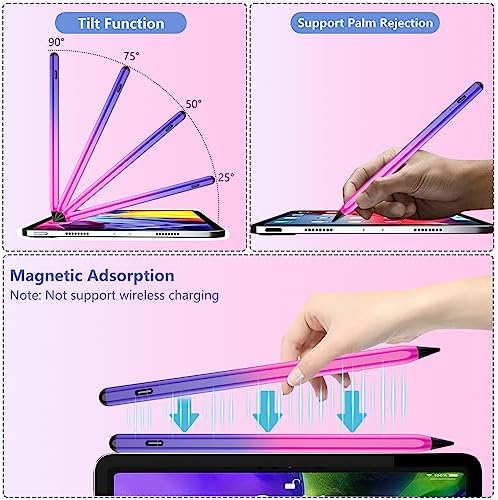 Gradient Color Stylus Pen for iPad 2018-2022 with 5 Extra Tips, Apple Pen for iPad 10th/9th/8th/7th/6th Gen, iPad Pencil for iPad Pro 11/12.9 inch, iPad Air 5th/4th/3th Gen, iPad Mini 6th/5th Gen - Image 7