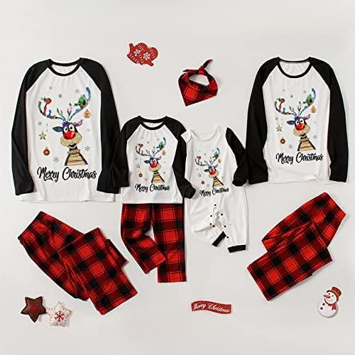 Merry Christmas Family Pajamas Matching Sets 2022 Funny Elk Tops and Plaid Pants Xmas Pjs Outfits Soft Holiday Sleepwear - Image 7