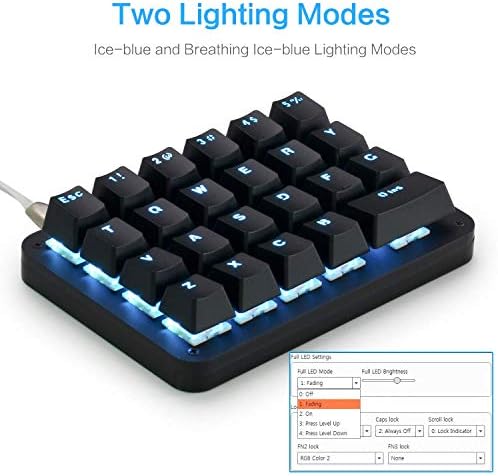 Koolertron One Handed Macro Mechanical Keyboard, Blue LED Backlit Portable Mini One-Handed Mechanical Gaming Keypad 23 Fully Programmable Keys Red Switches (Blue Backlit/Red switches) - Image 4
