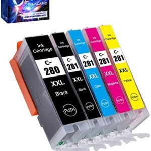 BAALAND Compatible Ink cartridges Replacement for Canon PGI-280XXL CLI-281XXL PGI280 XXL CLI281XXL Used in Canon PIXMA TS9120 TR7520 TR8520 TS6120 TS6220 TS8120 TS8220 TS9520 TS9521C (5 Pack)