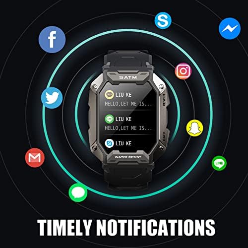 Military Smart Watch for Men Outdoor Tactical Sports Watch 5ATM Waterproof Rugged 1.71 Inch HD Big Screen Fitness Tracker Heart Rate Sleep Monitor Smartwatch Compatible with Android iPhone Samsung - Image 6