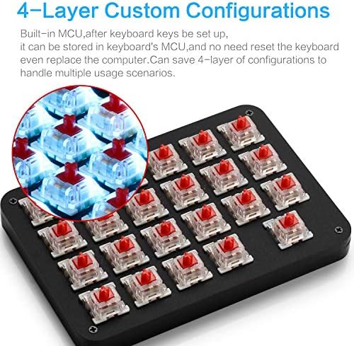 Koolertron One Handed Macro Mechanical Keyboard, Blue LED Backlit Portable Mini One-Handed Mechanical Gaming Keypad 23 Fully Programmable Keys Red Switches (Blue Backlit/Red switches) - Image 5