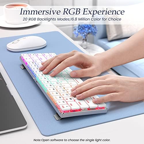 RisoPhy RGB Wireless Keyboard,60% Mechanical Gaming Keyboard with Metal Base,2.4G/Type-C/Bluetooth Keyboard with Low Profile Clicky Blue Switches,Programmable 60 Percent Keyboard for Ipad,PC,Mac,Xbox - Image 4