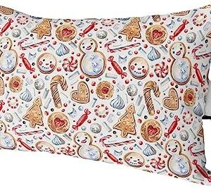 Funy Decor Outdoor Waterproof Lumbar Pillow Gingerbread Man Cookies Lounge Chair Pillow Snowman Candy Cane Head Resting Pillow with Adjustable Strap for Patio Recliner Office Car Seat Sofa 1 Pc