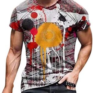 Mens Shirts Casual Stylish Summer Short Sleeve Crew Neck Tshirt Funny Graffiti Graphic Tees Loose Fit T-Shirt Tops