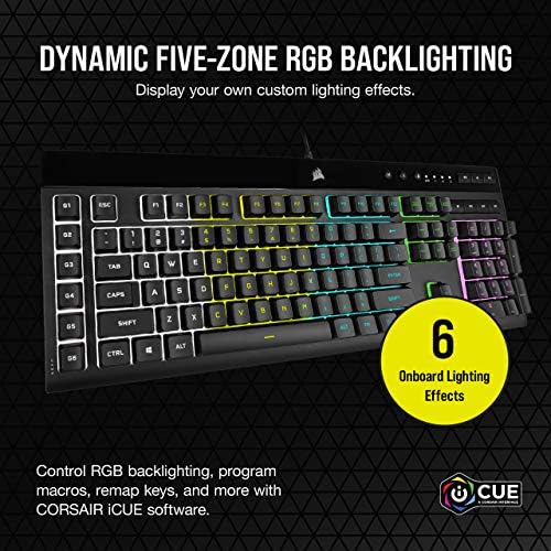 CORSAIR K55 RGB PRO-Dynamic RGB Backlighting - Six Macro Keys with Elgato Stream Deck Software Integration-IP42 Dust and Spill Resistant-Detachable Palm Rest-Dedicated Media and Volume Keys, Black - Image 3