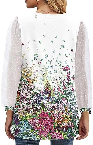 Womens Fall Tops V Neck Lace Sleeve Blouses Fashion Plus Size Fashion Floral Casual Dressy T Shirts Elegant Pullover - Image 6