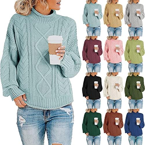 jsarle Winter Turtleneck Cable Knit Sweaters for Women Classic-Fit Lightweight Long Sleeve Pullover Tops Plus Size Outwear - Image 2