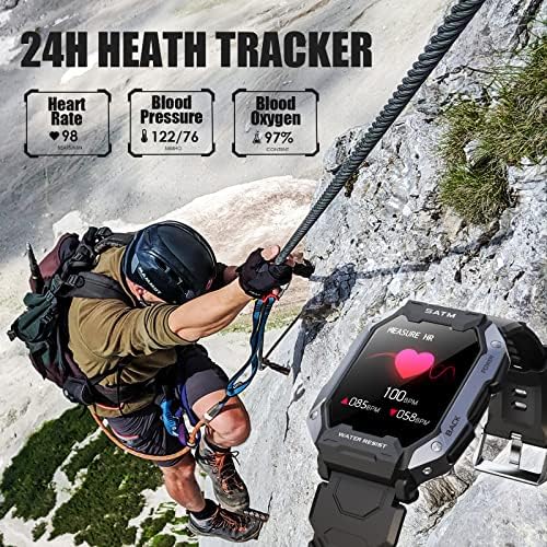 Military Smart Watch for Men Outdoor Tactical Sports Watch 5ATM Waterproof Rugged 1.71 Inch HD Big Screen Fitness Tracker Heart Rate Sleep Monitor Smartwatch Compatible with Android iPhone Samsung - Image 4