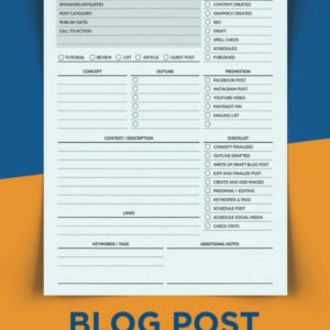 Blog Post Planner: Perfect Blogging Organizer For Bloggers | Plan Your Daily Concepts, Content, Ideas, Outlines, Links, Keywords & Tags, Checklist, Social Media Promotion, Sponsors & Affiliates