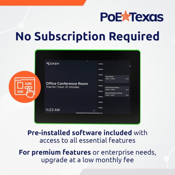 PoE Texas 10" Touchscreen Meeting Room Scheduler Tablet with Highly Visible LED Ring - Plug & Play PoE Office Conference Room Scheduler - Digital Display Syncs with Existing Business Calendar - Image 3