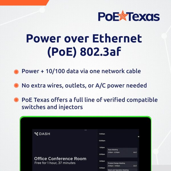 PoE Texas 10" Touchscreen Meeting Room Scheduler Tablet with Highly Visible LED Ring - Plug & Play PoE Office Conference Room Scheduler - Digital Display Syncs with Existing Business Calendar - Image 4